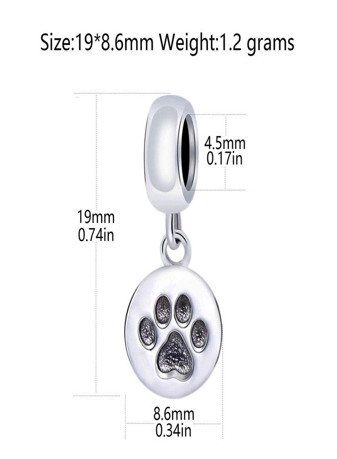 LAMOONY Dog Paw Charm 925 Sterling Silver Pet Pendant Animal Bead for Pandora Charms Bracelet Gift for Anniversary Birthday Christmas Day - Image 2